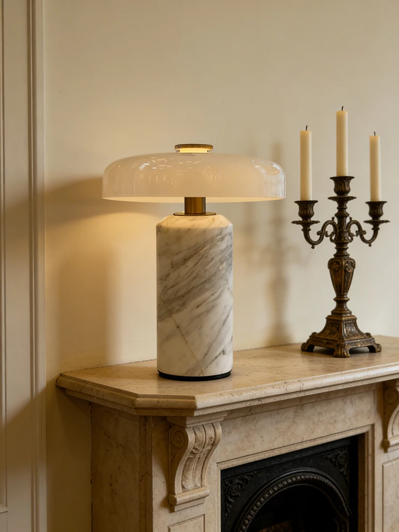 Natural White Marble Table Lamp Atmosphere Home Glass