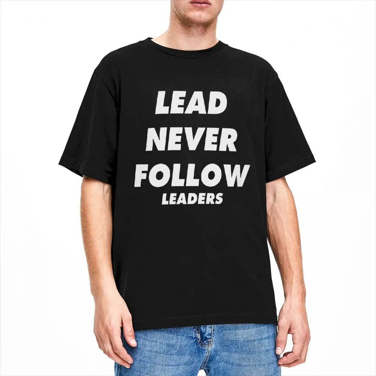 Chief Keef Lead Never Follow Leaders T Shirt for Men Cotton Amazing T-Shirt Crew Neck Tees Short Sleeve Clothes 4XL 5XL