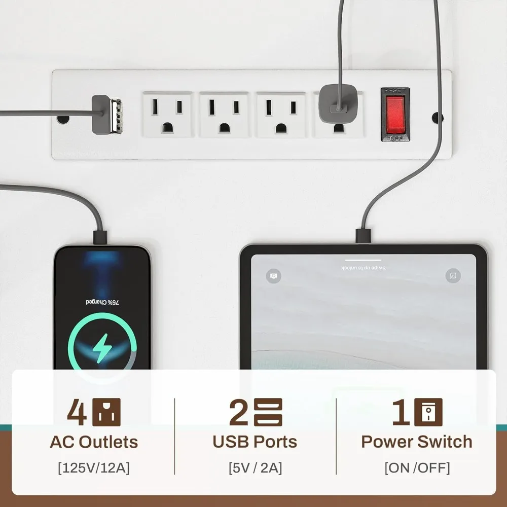 

L Shaped Office Desk, 57.5” Corner Computer Desk with Power Outlet Pegboard and Keyboard Tray, Gaming Table with LED Lights