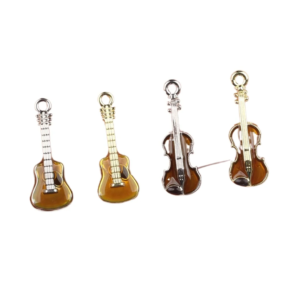 6pcs/lot 23*8MM Zinc Alloy Enamel Guitar and Violin Pendant Charms DIY Necklace Bracelet Earrings Accessorie