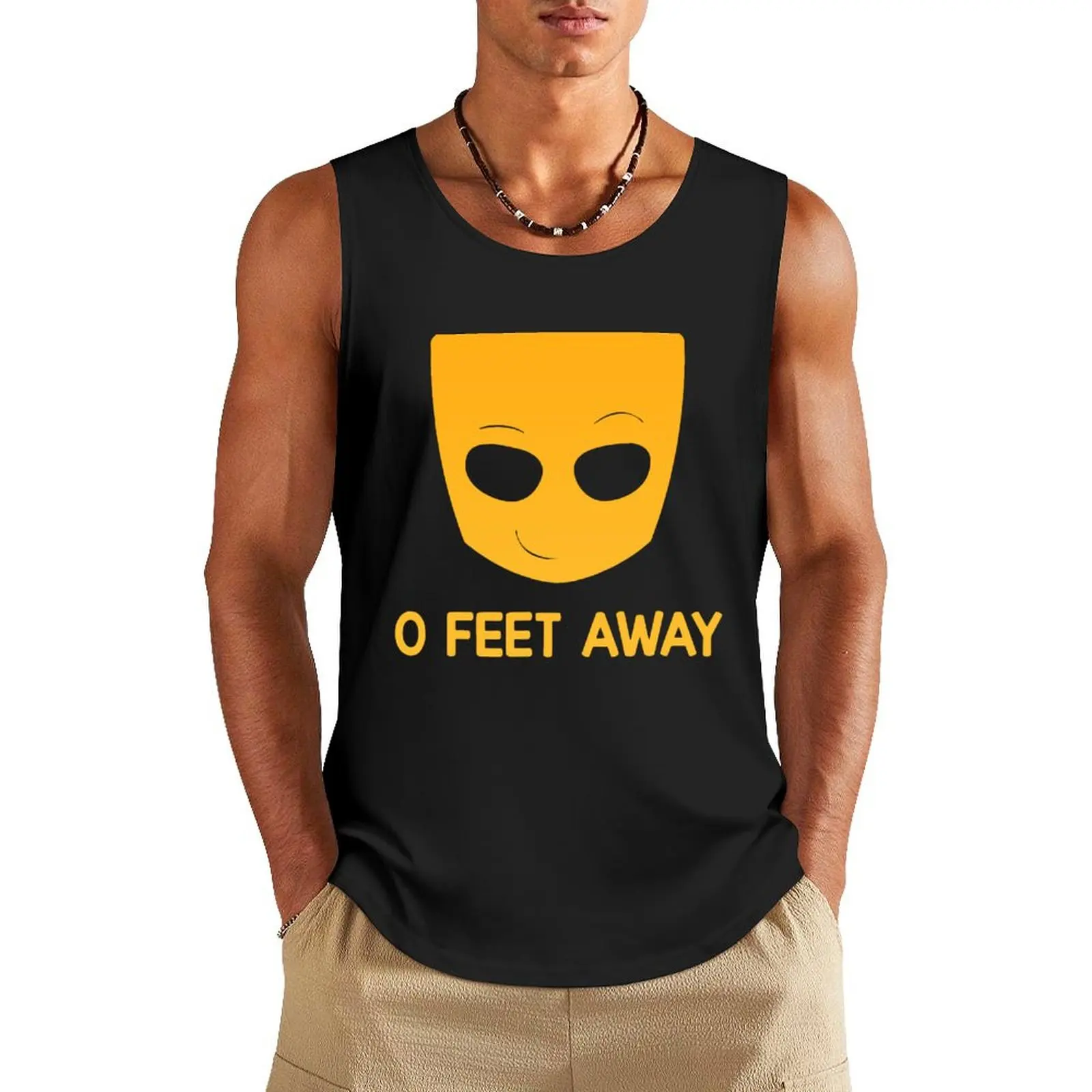 

Grindr zero - O feet away Tank Top Muscle fit t-shirt gym man sleeveless shirts Men's gym t-shirt