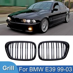 Pulleco For BMW E39 5 Series 525 528 Gloss Grille Car Front Hood Grill Kidney GrillesRacing Grill 99-03 Accessories Dual Line