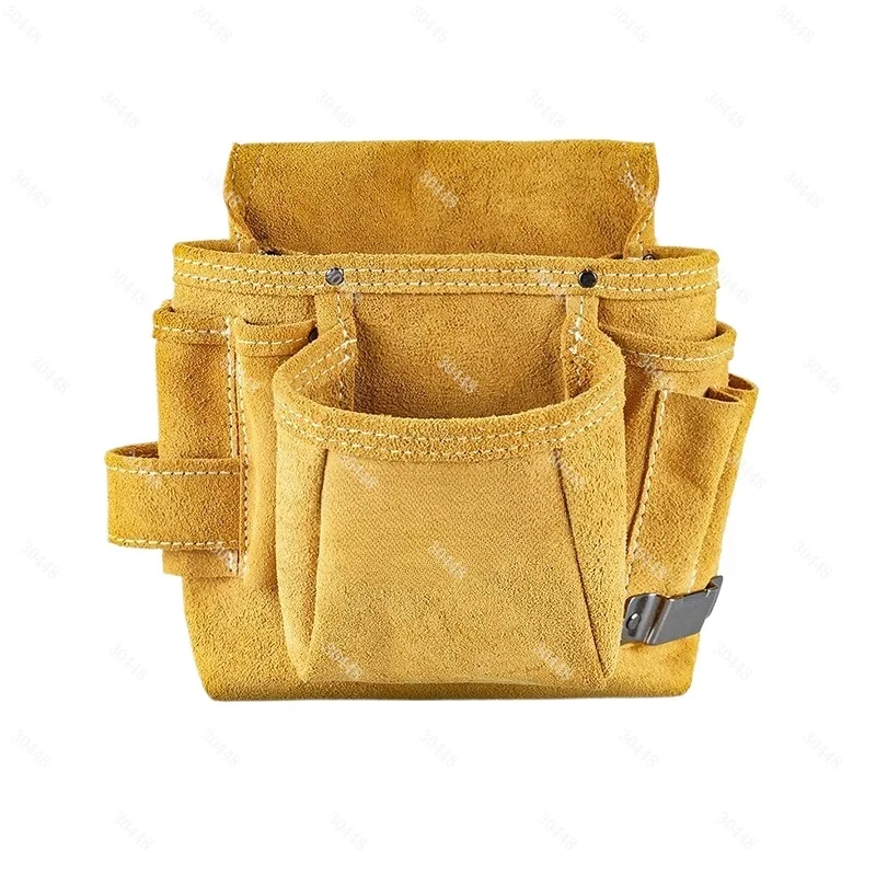 Thickened Leather Multi-Functional Tool Pouch Electrician Carpenter Repair Hardware Waist Bag
