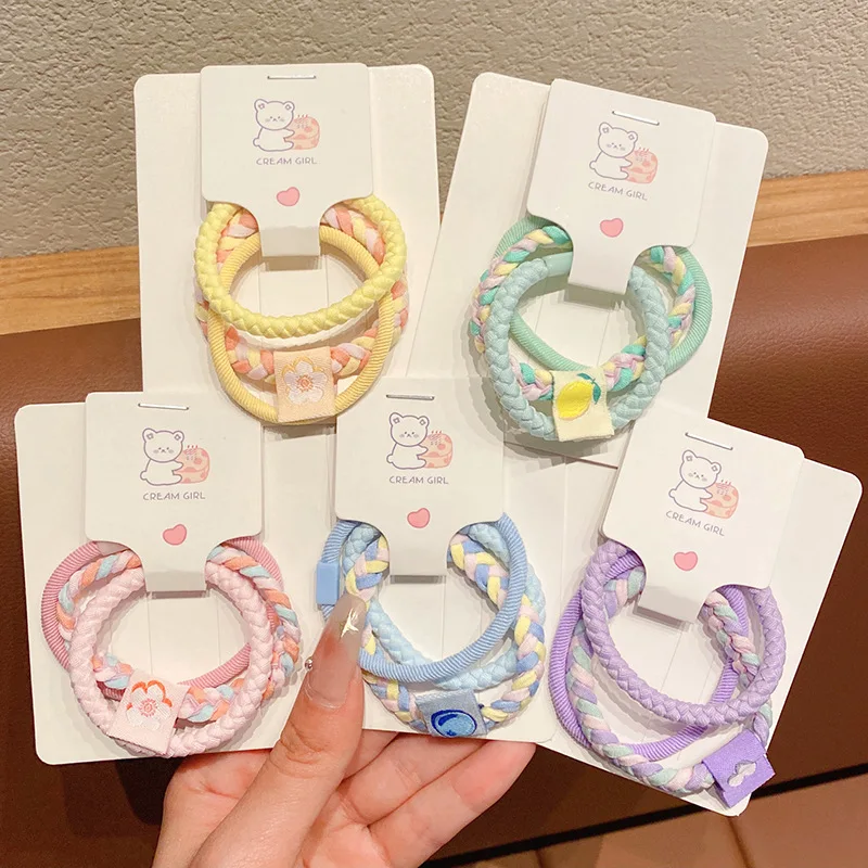 3pcs/lot Pure Silk Small Scrunchie Hair Bow Ties Ropes Bands Simple Satin Headwear Elastic Ponytail Holders For Women Girls