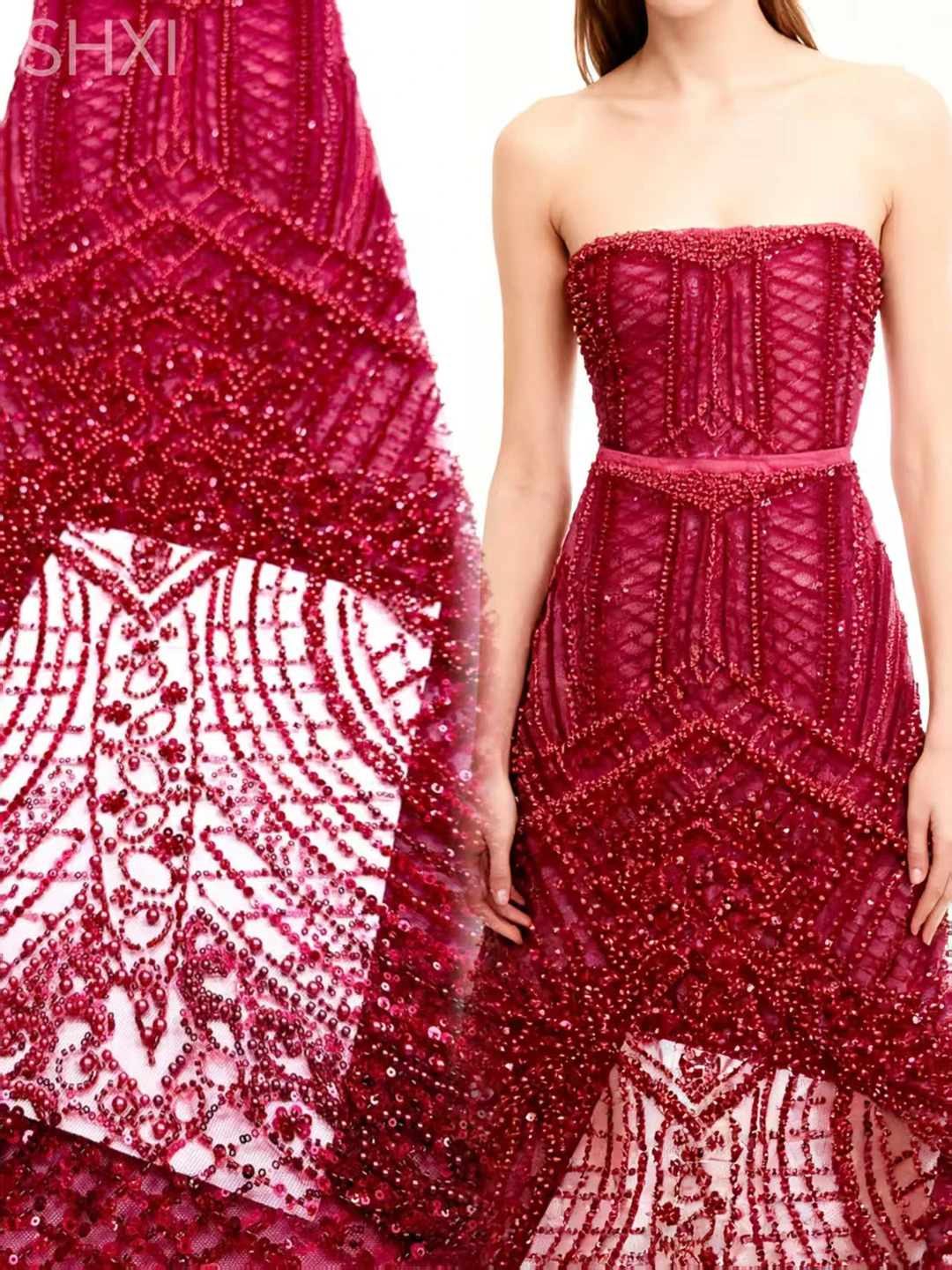 

African French Sequined Lace Fabrics 2026 High Quality Tulle Lace Nigerian Beaded Embroidered Dress Material For Party Wedding