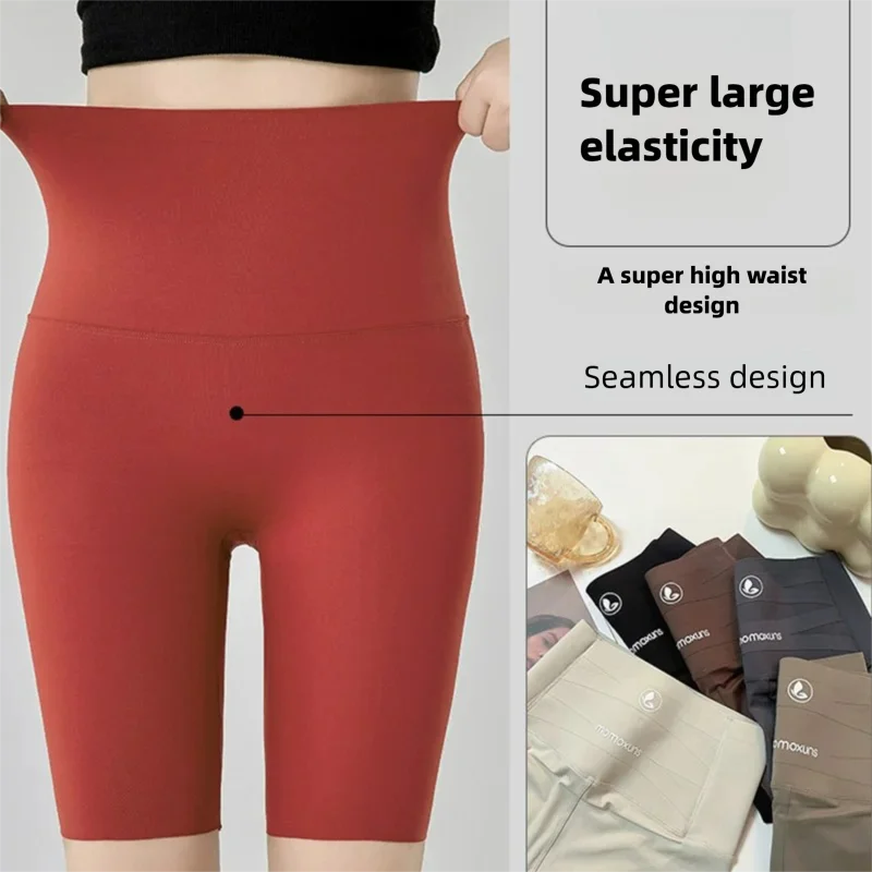 Women's High Waist Sharkskin Shorts Tummy Control Butt Lifting Seamless 5-Pocket Cycling Shorts Yoga Workout Running Leggings