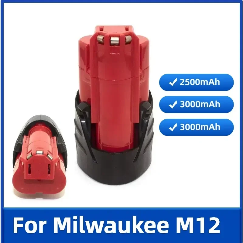 For Milwaukee M12 Battery 3.0Ah 12V Rechargeable Battery For Milwaukee M12 Tool 48-11-2402 48-11-2411 48-11-2401MIL-12A-LI