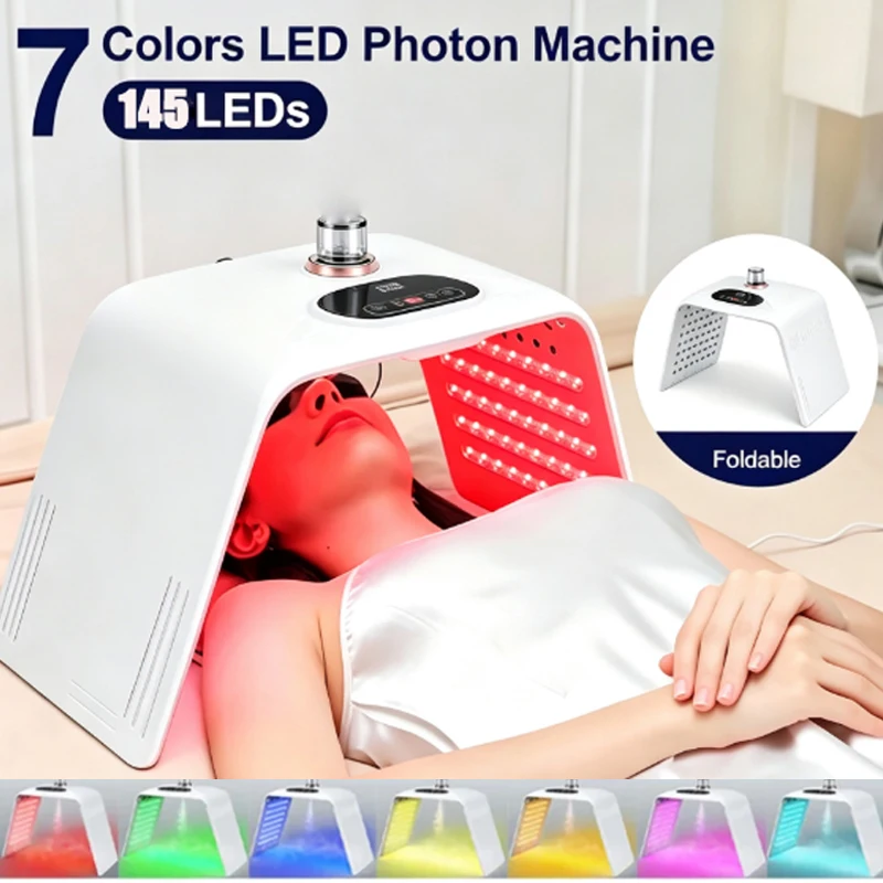Foldable 7 Colors LED Photon Machine With 3 Levels Nano Spray Skin Moisturizing Face&Body Mask Beauty Salon Home Use Skin Care