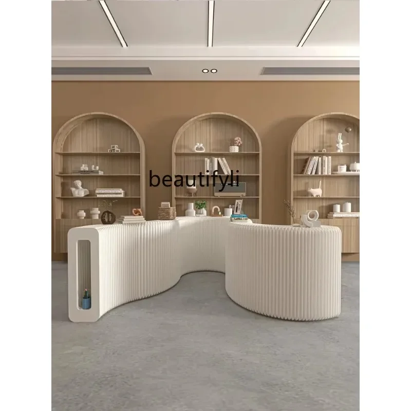 C4567 Kraft paper Folding display stand booth long hollow shelf telescopic folding table shopping mall floor rack Hollow strip b