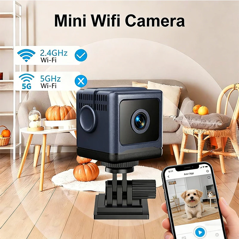 Mini Cámara Wifi con Aplicación, Alarma Remota, Conexión Bluetooth, Monitor Interior para el Hogar, Cámara Digital de Acción, Cámara Espía, Cámara Corporal, Visión Nocturna