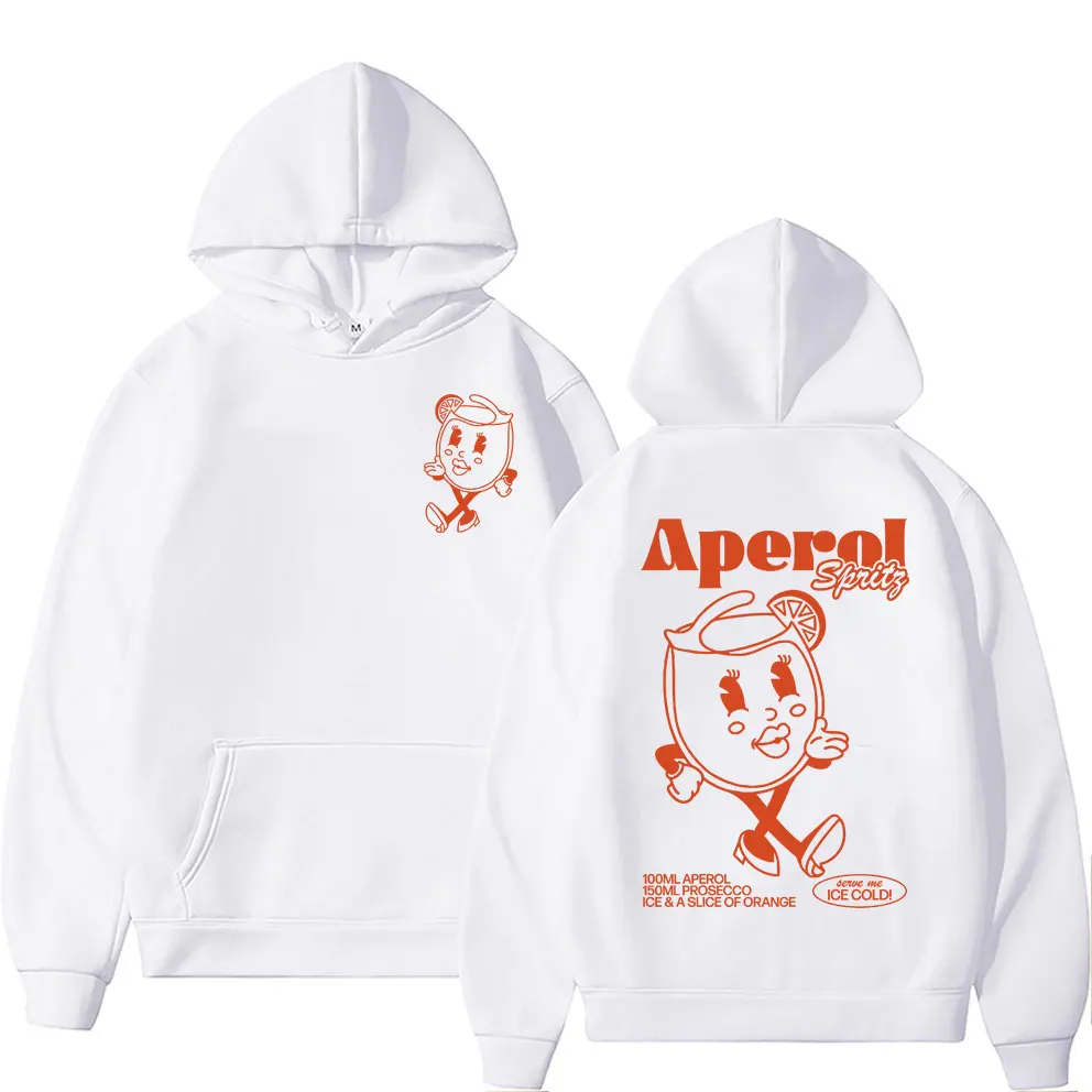 Funny Aperol Spritz Cocktail Graphic Hoodie Men Women Cute Vintage Cartoon Pullover Hoodies Men Casual Fashion Hooded Sweatshirt