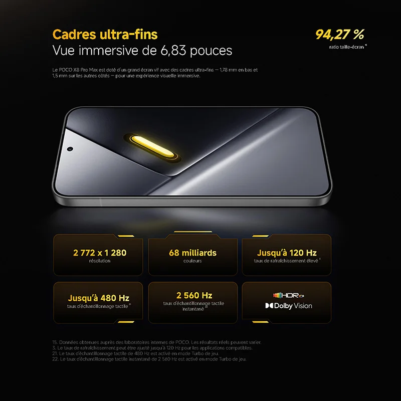 POCO X8 Pro Max 5G, NFC, MediaTek Dimensity 9500s, Pantalla AMOLED 1.5K, 6.83 pulgadas, 120 Hz, Cámara de 50 MP, IP68 5