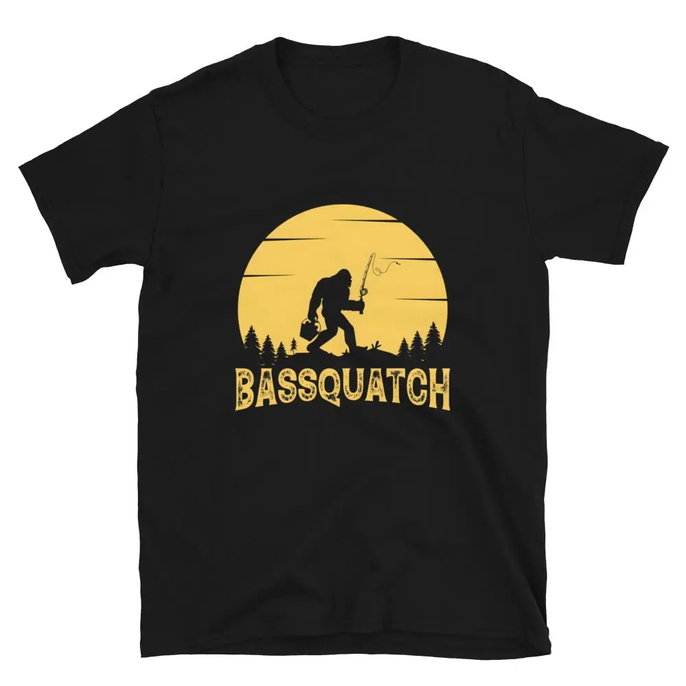 

Футболка Bassquatch, футболка Bigfoot, футболка Sasquatch, забавная футболка для рыбалки, футболка для рыбалки, для ловли окуня