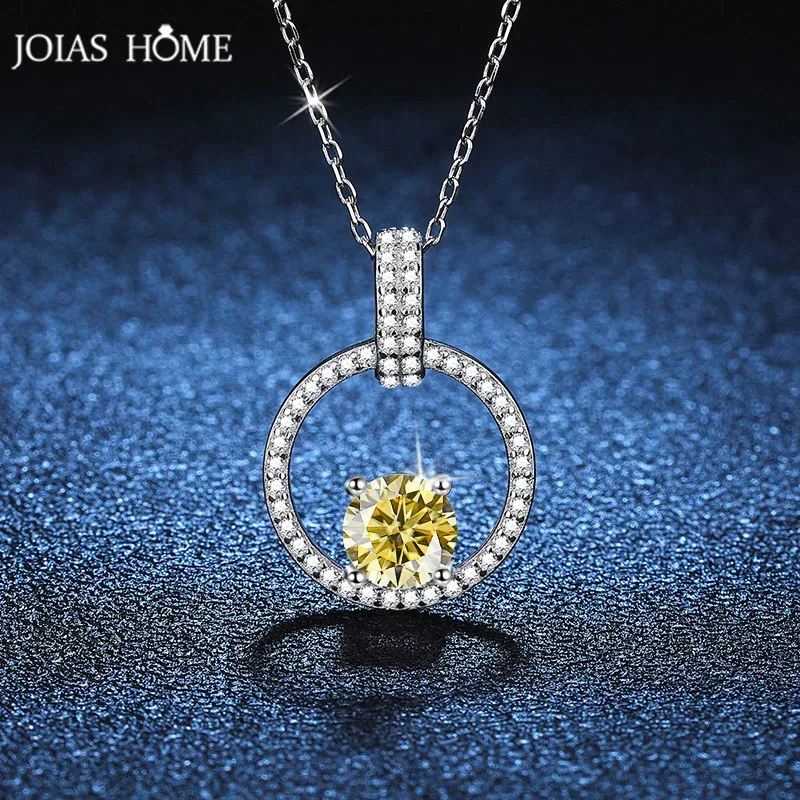 

JOIAS HOME Fashion Silver S925 1CT D Color Moissanite Round Gem Pendant Necklace for Women, Exquisite and Elegant Style