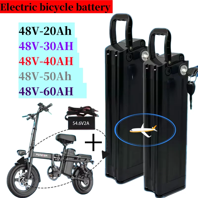 

Long endurance 48V 20ah 30ah 60ah lithium battery pack Silver Fish battery 500w lithium-ion electric bicycle 48V 18650 battery