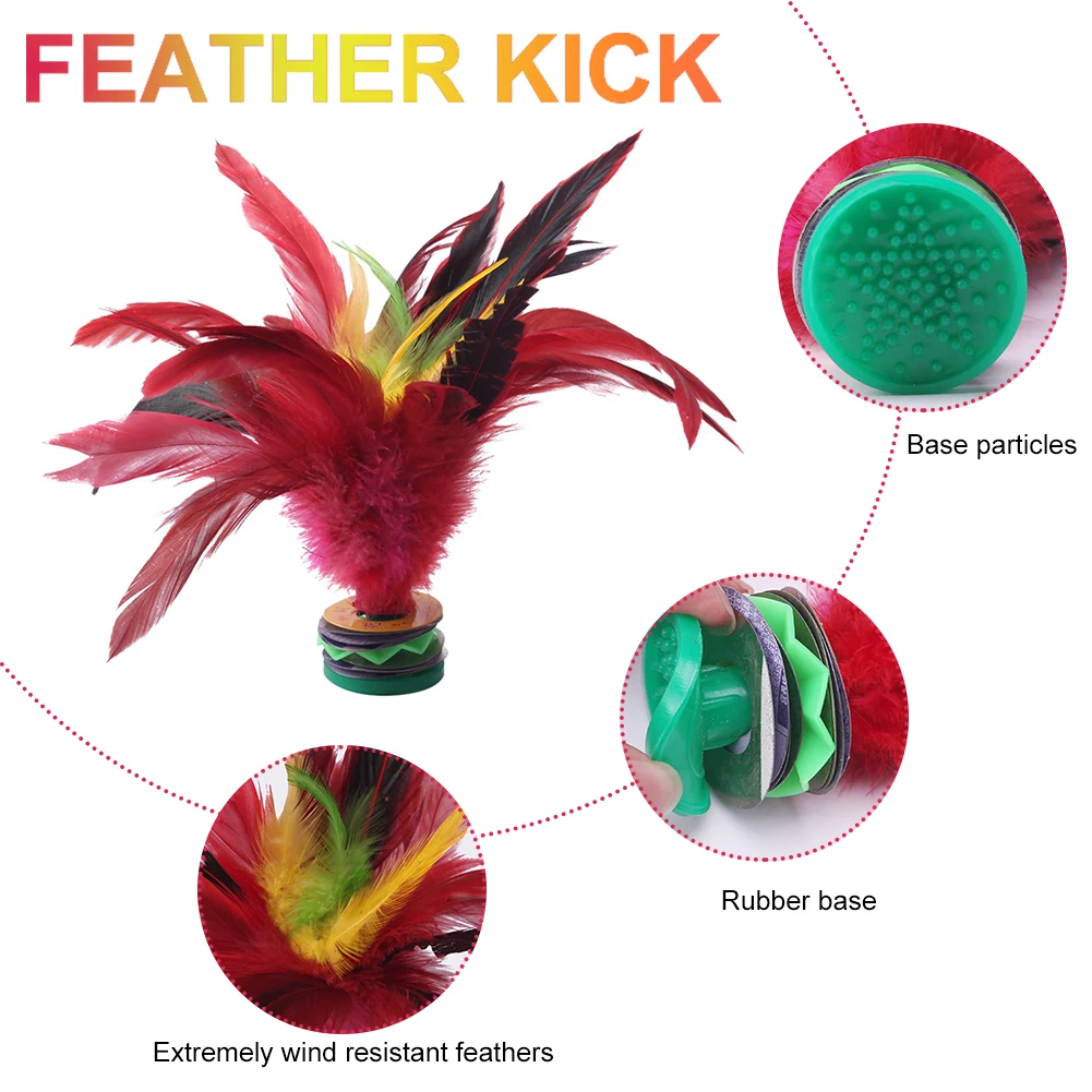 20cm Chinese Jianzi Hand Made Chicken Feather Shuttlecock Portable Foot Kick Handwheel Feather Shuttlecock for Physical Exercise