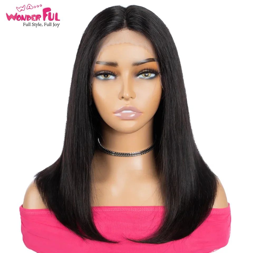 Straight Human Hair Wigs  13x6x2 Lace Frontal Wig Natural Black Color 16 Inch Remy Hair Wigs Rebecca Wig