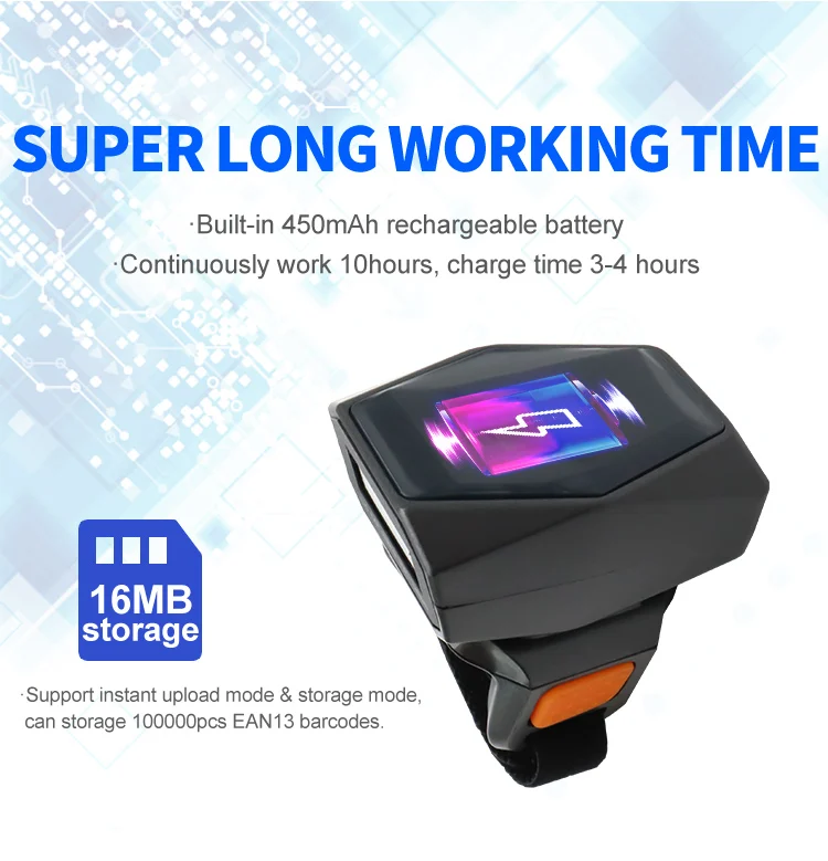 GTCODESTAR 2D Wireless Bluetooth Barcode Reader Mini Finger Qr Bar Code Reader Portable Wearable Ring 2.4G USB Barcode Scanner