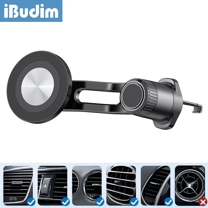 iBudim Strong Magnet Car Mobile Phone Holder for MagSafe Universal Magnetic Car Air Vent Clips Cellphone Support GPS Brackets