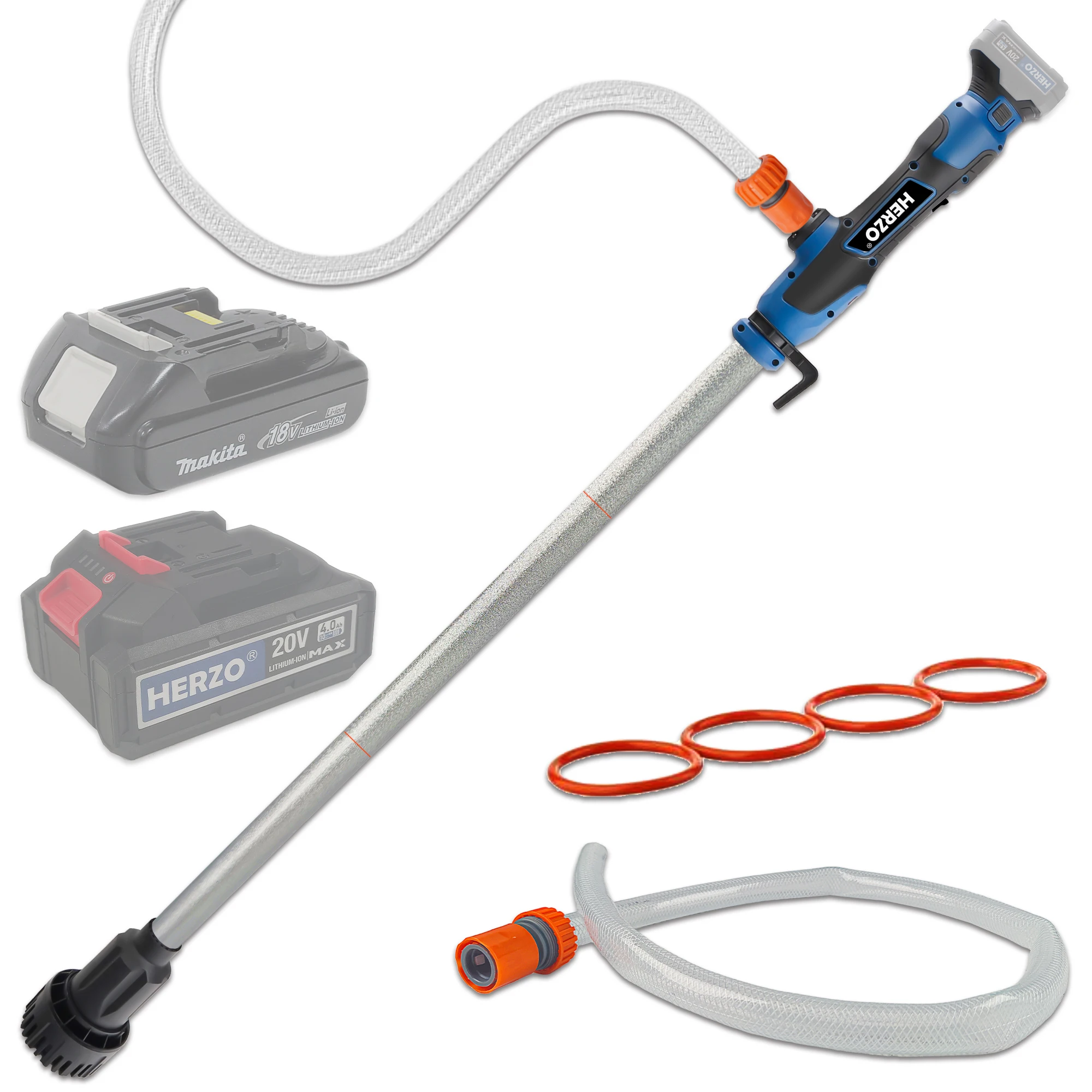 Tragbare, faltbare Hochspannungs-Akku-Wasserpumpe mit 20 V, Rohrmaterial; Aluminiumlegierung; ohne Batterie, Batterie verwenden