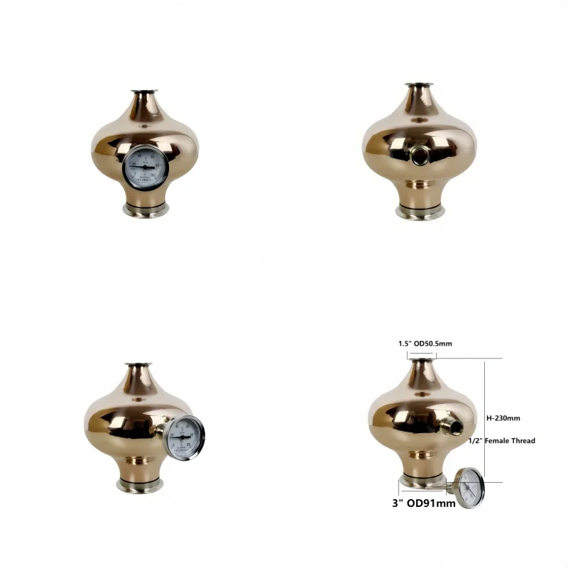 

3 дюйма OD91 мм * 1,5 дюйма OD50,5 мм медная луковая головка с внутренней резьбой 1/2 дюйма для домашнего пивоварения виски или фирменной дистилляции 4 л