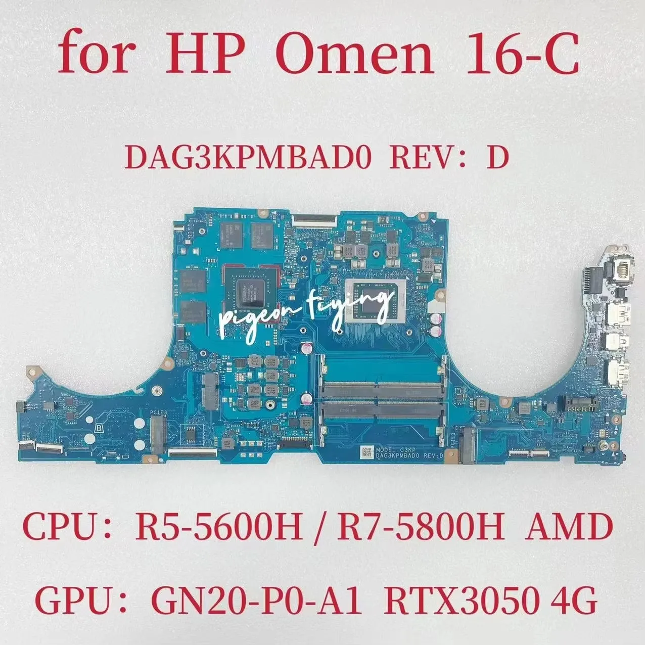 DAG3KPMBAD0 Mainboard For HP Omen 16-C Laptop Motherboard CPU: Ryzen 5-5600H R7-5800H AMD  GPU:GN20-P0-A1 RTX3050 4GB Test OK