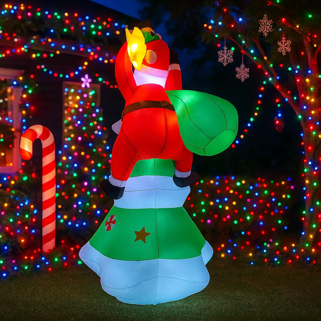 3M/9,8 pies inflable Santa Claus árbol trepador luces de ardilla LED decoraciones para el hogar juguetes patio Navidad vacaciones iluminación adornos