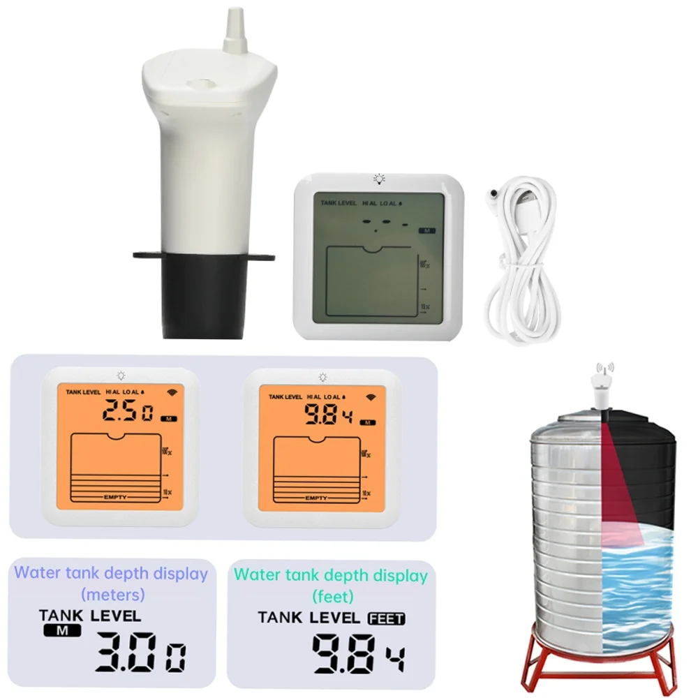 

Ultrasonic Digital Water Tank Level Gauge Liquid Level Monitor IP65 Waterproof with Alarm for Home And Industrial Use
