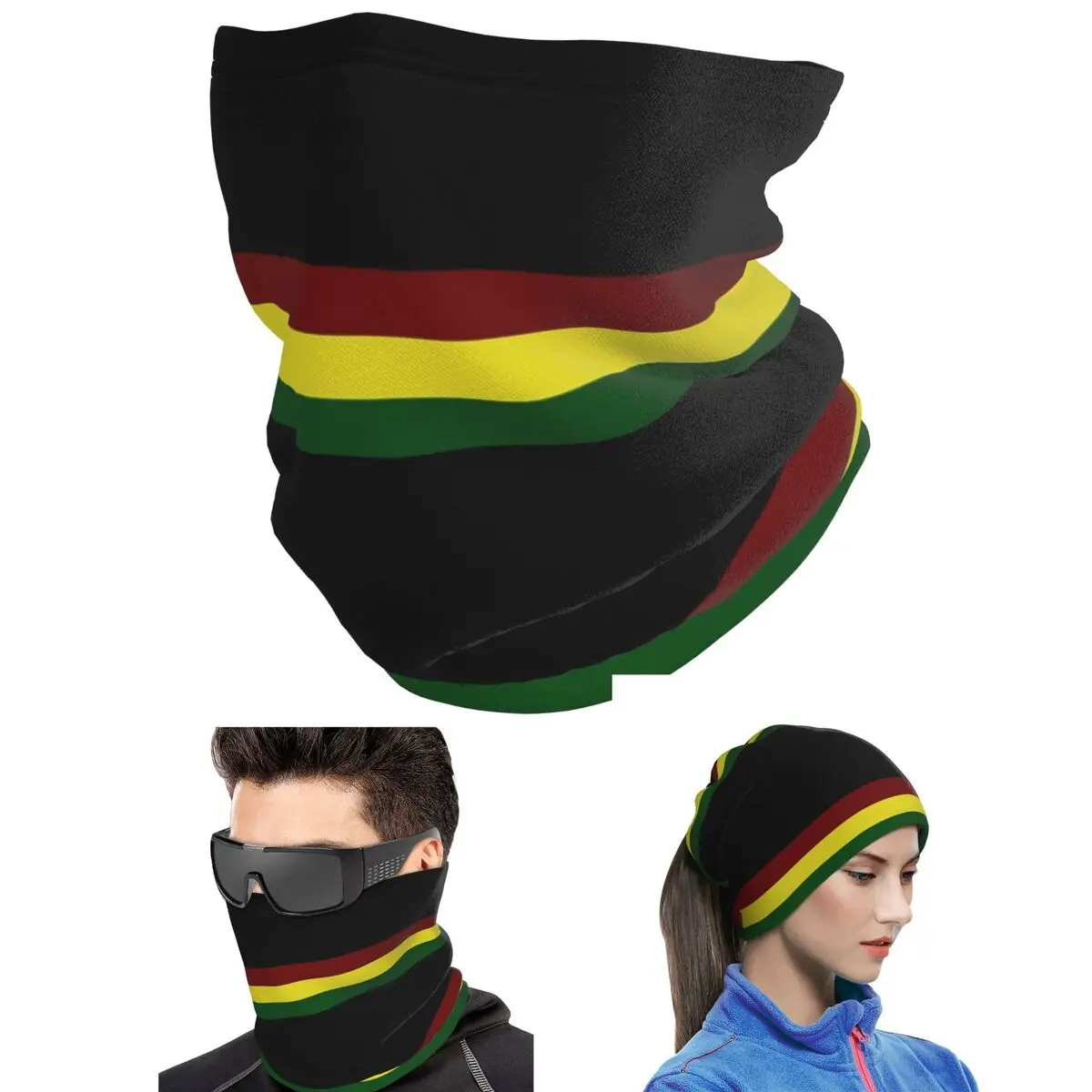 Rasta Flag Rasta Stripe Bandana Neck Cover Printed Wrap Scarf Hiking Fishing Face Mask Unisex Adult Winter