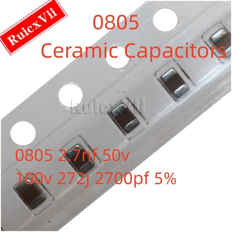 (50pcs) 0805 2.7NF 50V 100V 272J 2700PF 5% NPO COG 2012 SMD Ceramic Capacitors