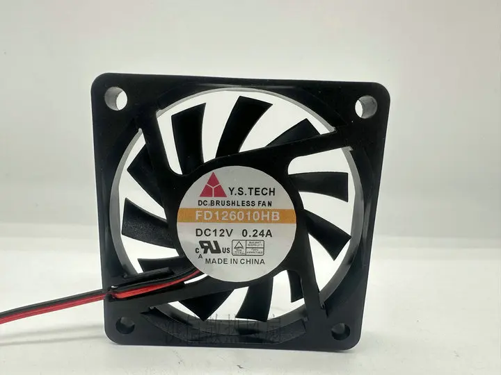 Y.S.TECH FD126010HB DC 12V 0.24A 2-Wire 60X60X10mm Server Cooling Fan