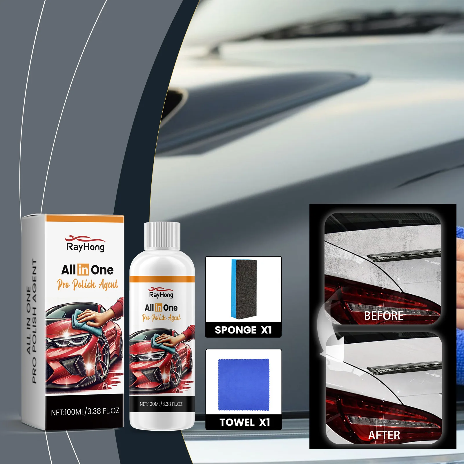 

Paint Care Car Coating - Wax Anti-Stain Shine Enhancer Water Repellent Protects Against Scratches Oxidation Easy Application