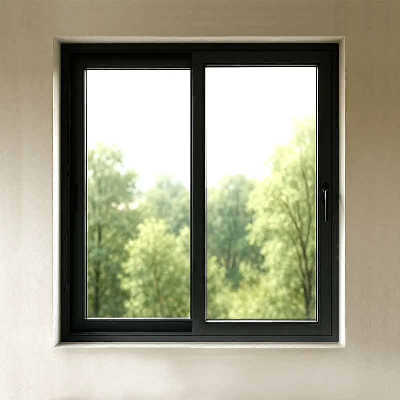 Aluminum Black Sliding Casement Window Frame Hurricane Impact Double Glazed Exterior Hotel Use Modern Design