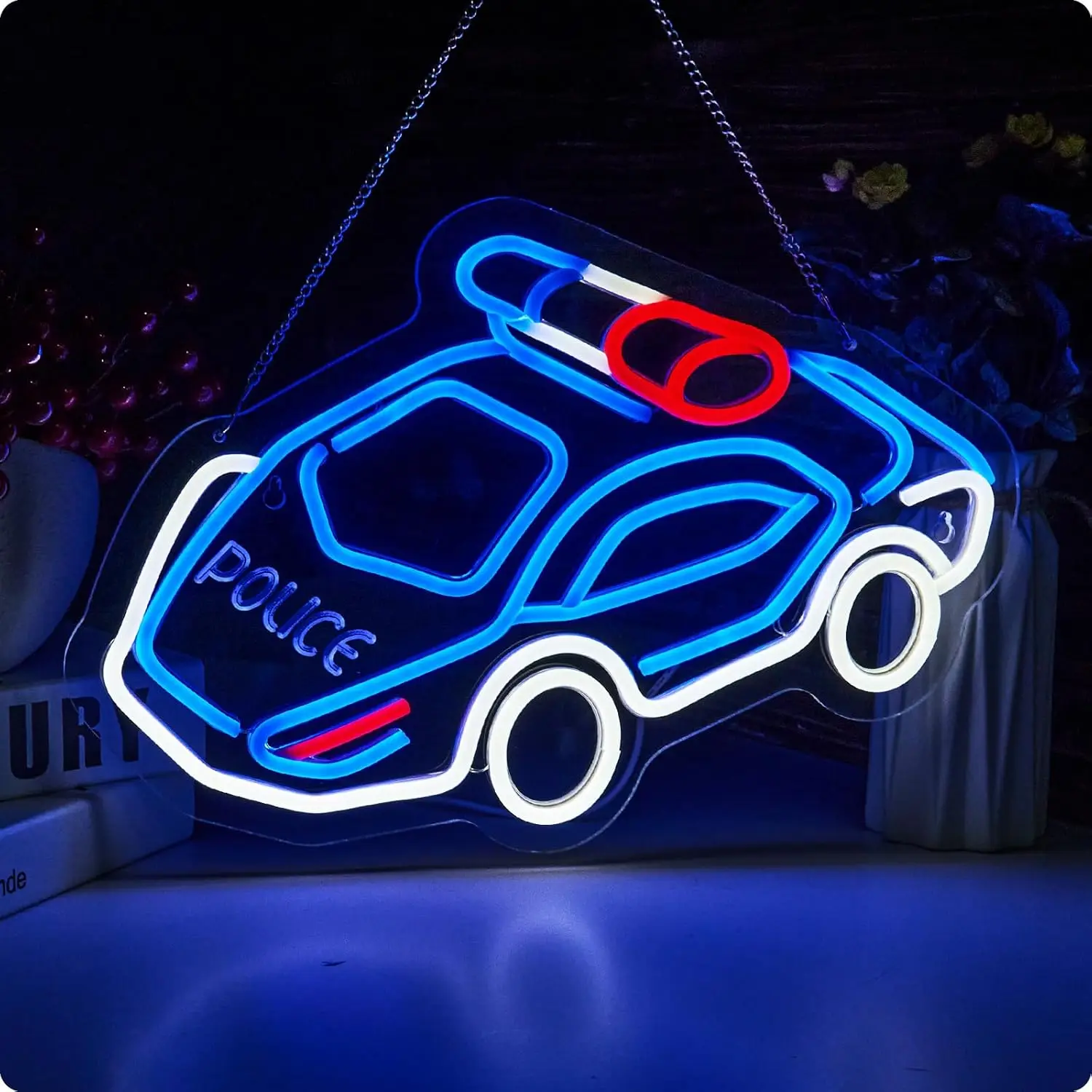 

Police Car Neon Sign USB Dimmable LED Neon Light Sign for Drink Bar Man Cave Bedroom Shop Garage Game Room Party Wall Decor