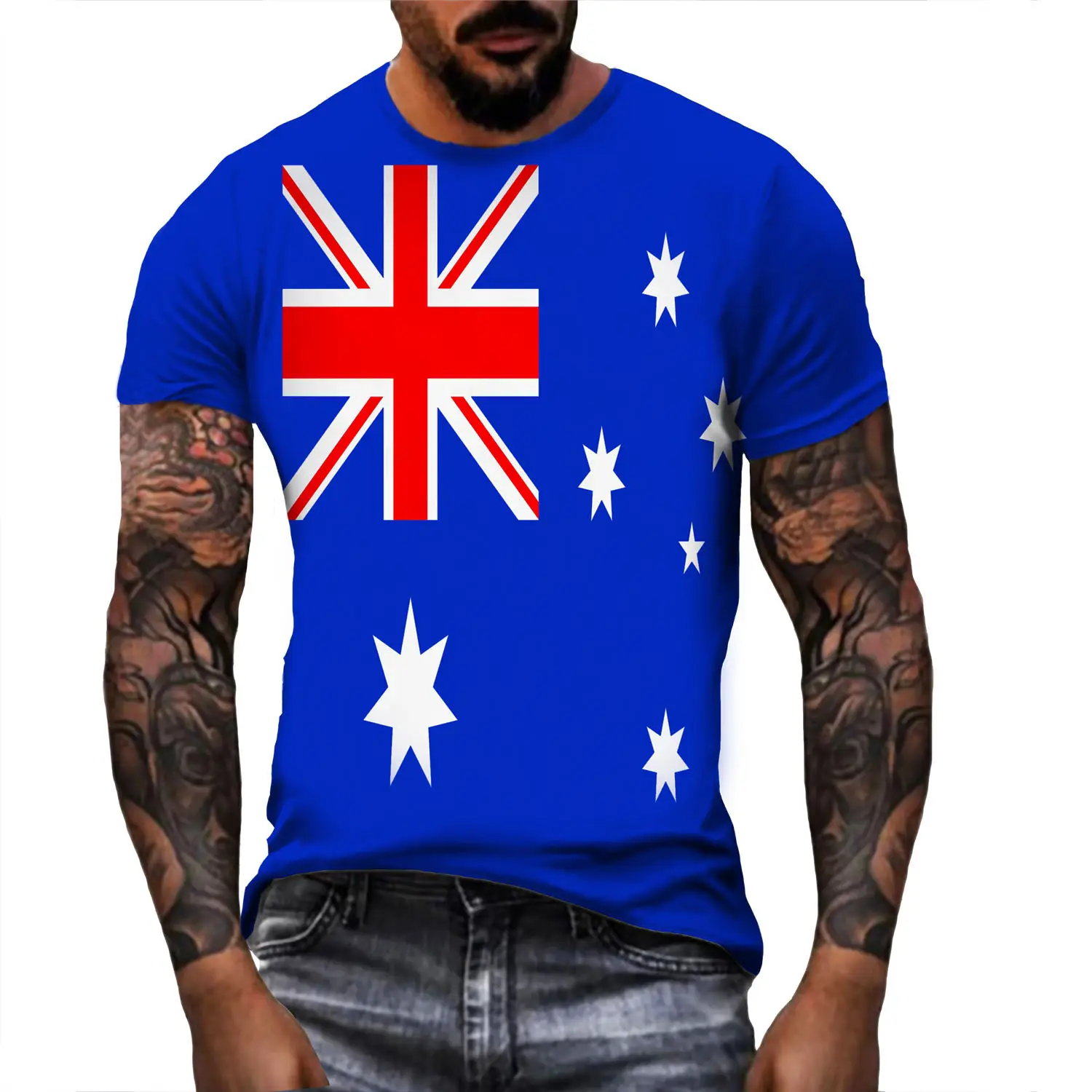 2022 Men\'s Fashion T-shirt Australia Flag Print T-shirt Summer Streetwear Cool Clothing Tshirt Men