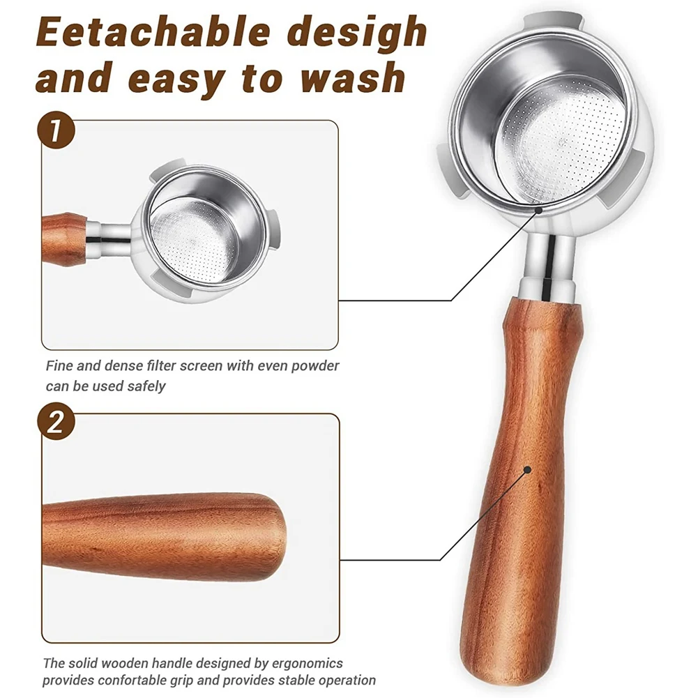 فلتر القهوة بدون قاع مقاس 51 مم لماكينات القهوة DeLonghi EC680/EC685، مع سلة فلتر، وإكسسوارات القهوة