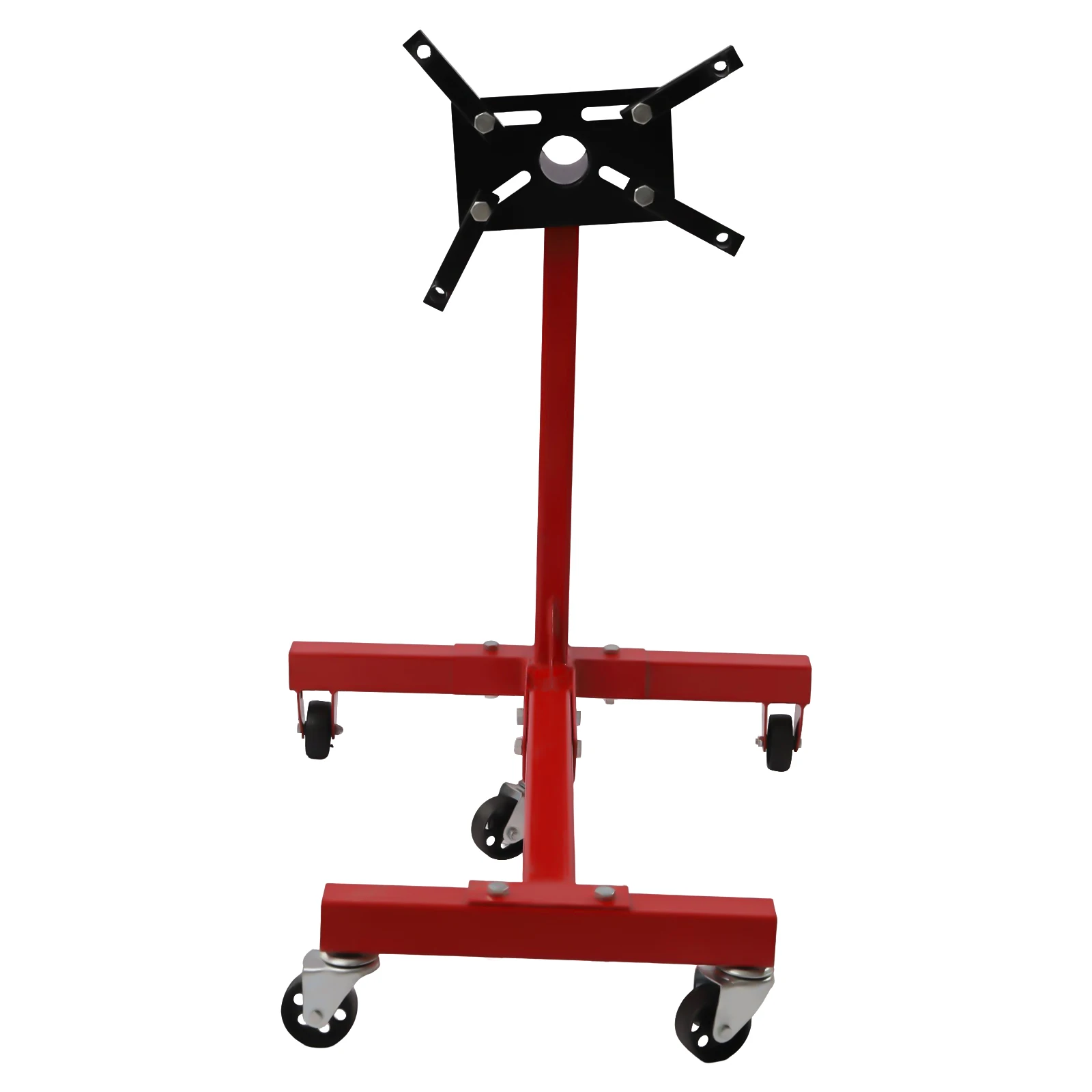 Soporte de motor plegable rojo, cabezal de montaje ajustable de 360 °, 5 ruedas giratorias de rodamiento de bolas, marco de acero cuadrado de alta resistencia, 1250lbs