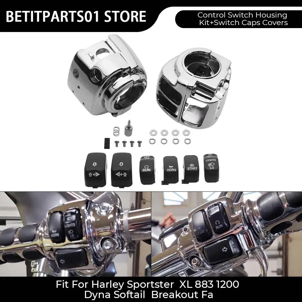 

Motorcycle Accessory 1Pair Handlebar Control Switch Housing Cover Switch Button Cap For Harley Forty Eight XL1200X 2014-2020