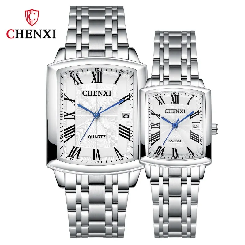 CHENXI 079A Couple Quartz Watches Brand Casual Clock Calendar Waterproof Stainless Steel Strap Fashion Men Women Wristwatch