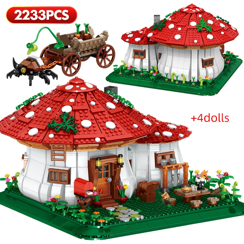 

Fairy Tale Mushroom House Building Blocks Village Architecture Micro Mini Assemble Bricks Story Figure Toys For Girl Gifts