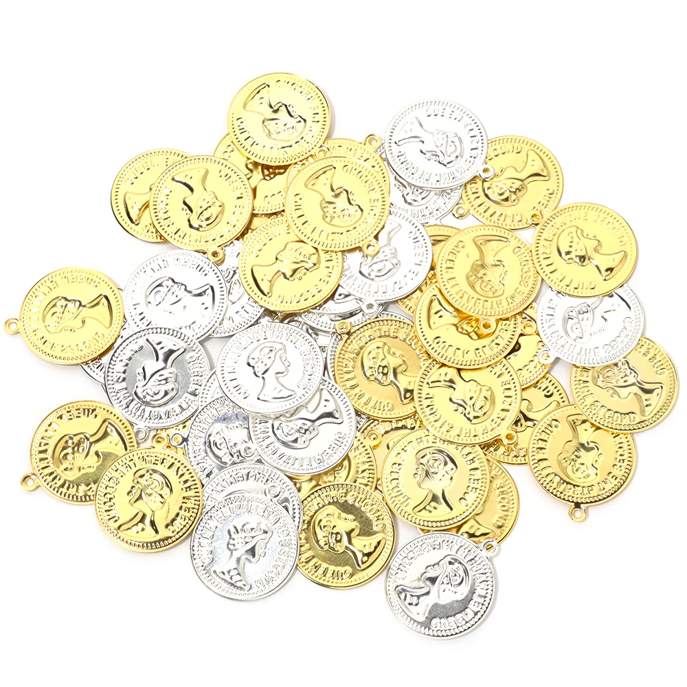 50/100pcs 15/20mm Vintage Iron Sheet Pendant Portrait Round Charms For Jewelry Making DIY Necklace Earring Pendants Charms