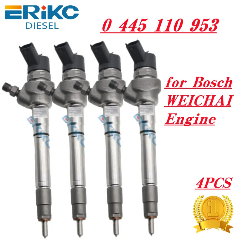 

ERIKC 4PCS 0445110953 Diesel Injection Set 0 445 110 953 Common Rail Injector 0445 110 953 for Bosch WEICHAI Engine