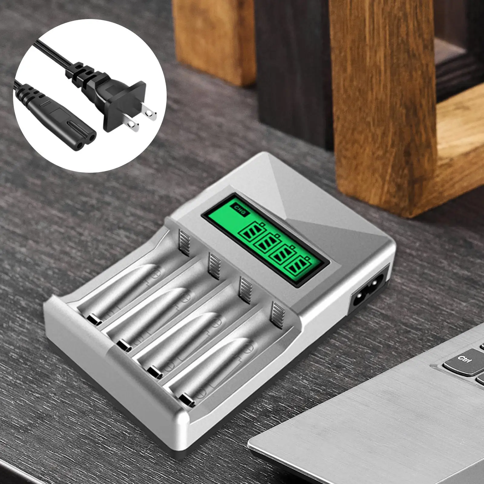 LCD Display Battery Charger, 4 Bay Intelligent Fast Charge with Indicator for flashlights, Toys, AAA/AA, Remote Controllers