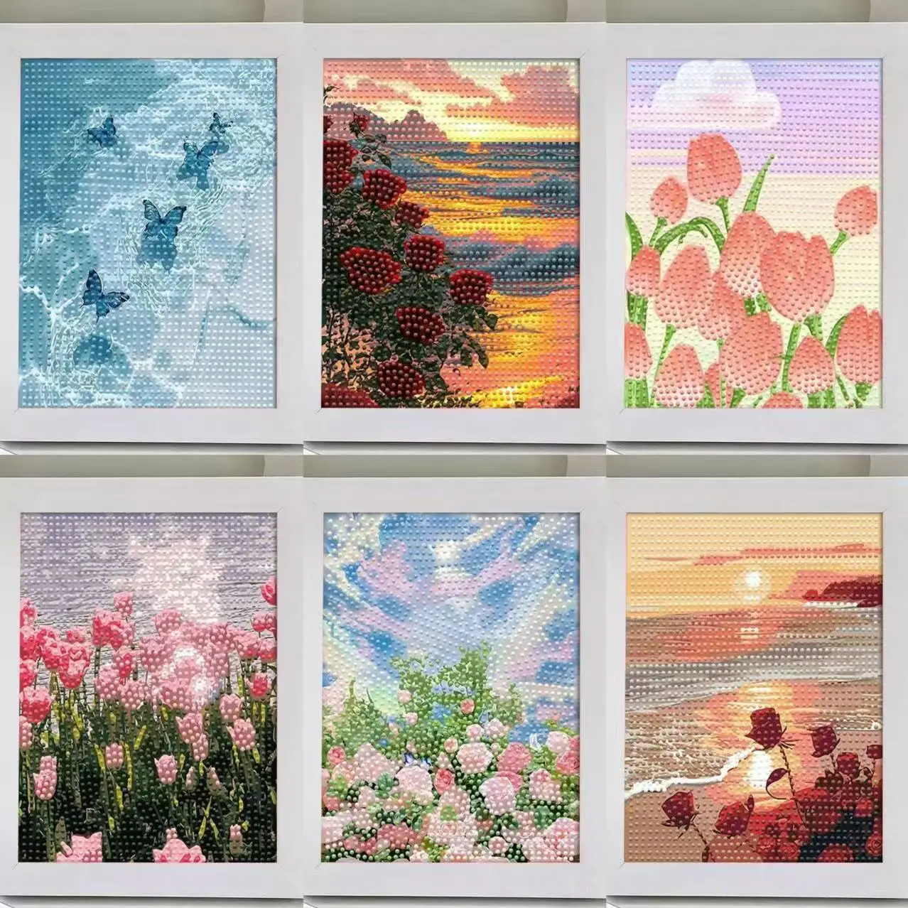 

Natural Landscape Diamond Painting Handmade DIY Material Pack Paste Painting Home Decoration Painting Tulip Rose Diamond Sticker