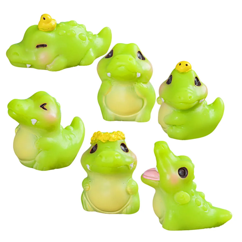 6Pcs Mini Resin Small Alligator Decoration Whimsical Cartoon Bubble Design DIY Micro Landscape Home Office Fairy Garden Party