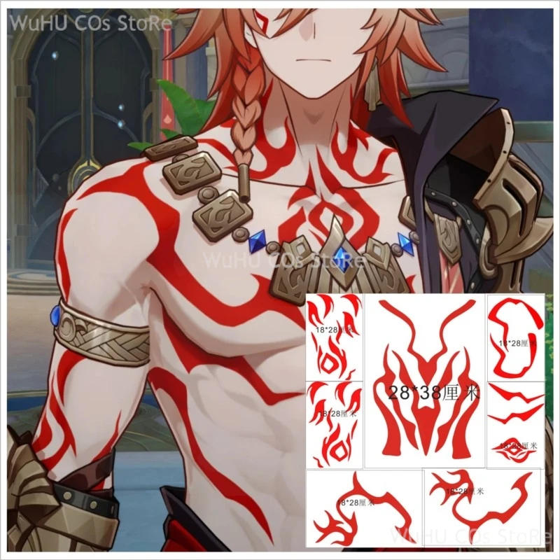 

Honkai Star Rail Phainon Anaxa Mydei Cipher Косплей Временная татуировка Шея Солнце Дизайн Аниме Игра Боди-арт Набор наклеек Хэллоуин