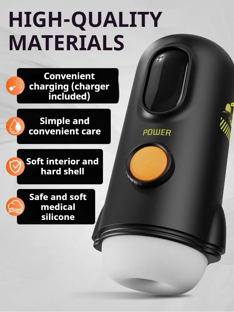 เครื่องช่วยสำเร็จความใคร่ชายแบบดูดอัตโนมัติ พร้อมระบบสั่น ฟังก์ชั่นจำลองการออรัลเซ็กซ์ ระบบทำความร้อน ปั๊มสุญญากาศสำหรับอวัยวะเพศชาย ถ้วยช่วยสำเร็จความใคร่ ของเล่นทางเพศสำหรับผู้ชาย