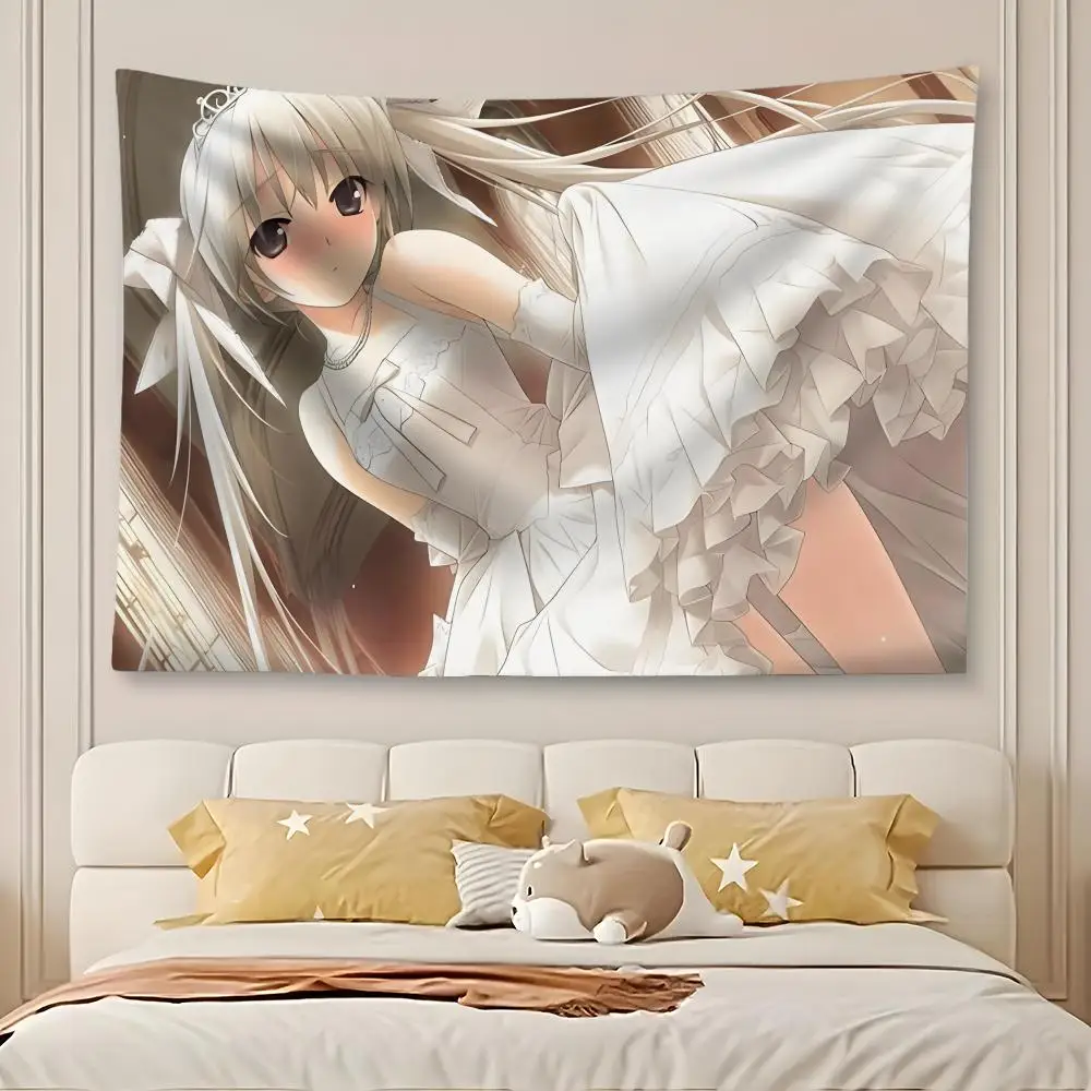 Y-Yosuga no Sora Anime Tapestry Art Decor Banner Microfiber Backdrop for Bedroom Living Room Bar Garden Party