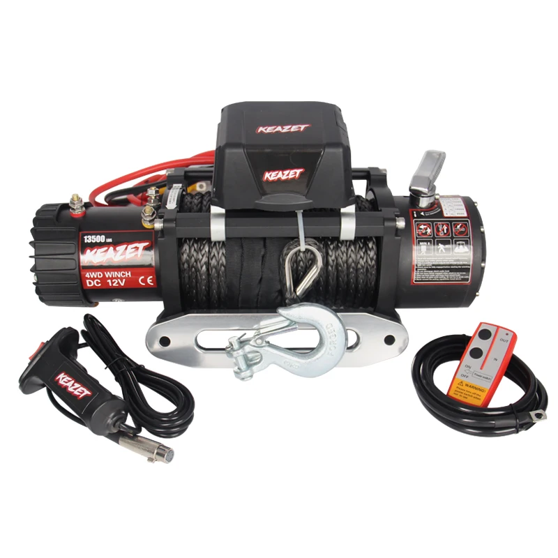 13500lbs Traction Force Electric Winch with Guide Winch Hook Trailer Hitch Accessories