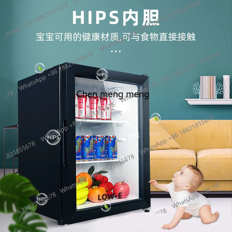 Geladeira pequena doméstica comercial escritório bebidas chá vinho tinto geladeira pequena transparente